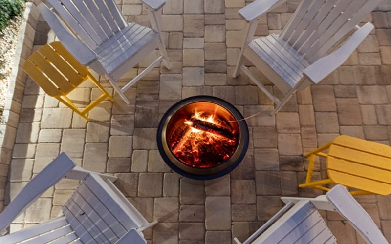 Relax by a cozy wood-burning fire pit
