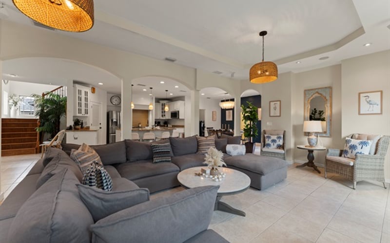 Spacious living room with a smart TV for your entertainment.