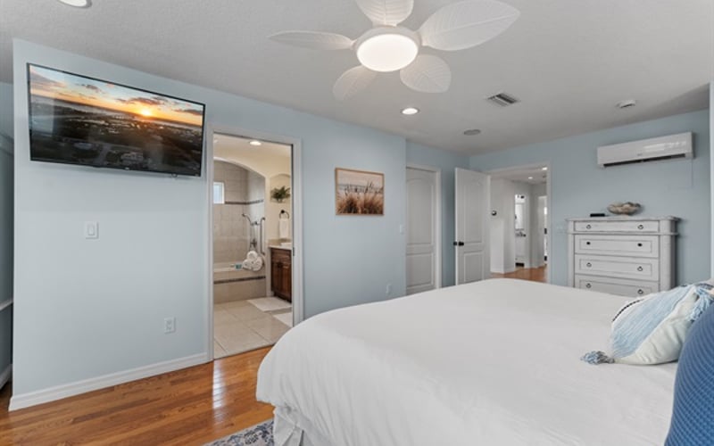 View of the master bedroom from the opposite side of the room