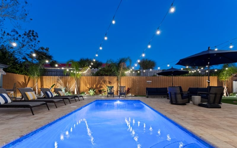 Enjoy a night of relaxing in this back yard oasis