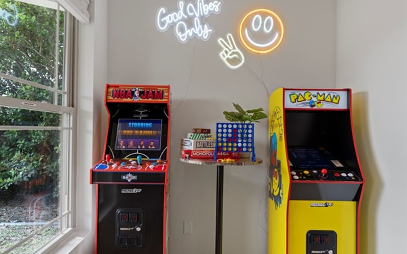 Video games Pac Man and NBA JAM + Board, Card and other games for your indoor fun